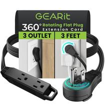 Cabo de extensão GearIt 360 Rotating Flat Plug 3 pés preto Cabo de extensão GearIt 360 Rotating Flat Plug 3 pés preto