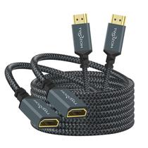 Cabo de extensão HDMI Twozoh 15FT, pacote com 2 unidades 4K @60Hz, nylon trançado