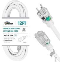 Cabo de extensão HONDERSON à prova de intempéries, calibre 10, 3 m, branco, 15A Cabo de extensão HONDERSON à prova de intempéries, calibre 10, 3 m, branco, 15A