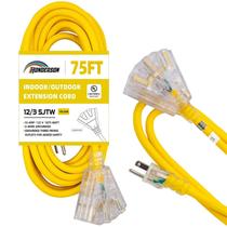 Cabo de extensão HONDERSON, calibre 12, 75 m, amarelo, 3 saídas, listado pela UL