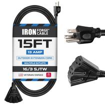 Cabo de extensão Iron Forge Cable 15 pés/4,57 m 3 tomadas preto