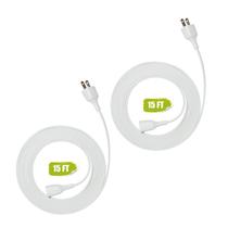 Cabo de extensão Jplenty 4,5 m, 2 pinos, branco, fino, plano, pacote com 2