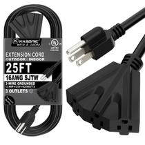 Cabo de extensão K KASONIC de 25 pés com 3 saídas listadas pela UL 16/3 Cabo de extensão K KASONIC de 25 pés com 3 saídas listadas pela UL 16/3