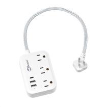Cabo de extensão okleeic Short 30cm com 3 saídas e 3 portas USB