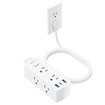 Cabo de extensão Olcorife de 3 pés com 6 saídas e 3 portas USB branco