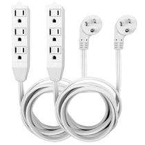 Cabo de extensão oviitech White Flat Plug 8 pés 2PK listado pela UL