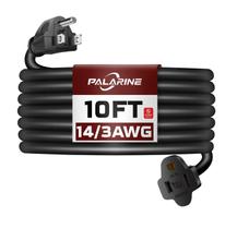 Cabo de extensão PALARINE 3m preto impermeável 14 calibre 15A UL