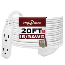 Cabo de extensão PALARINE Flat Plug, 3 tomadas, 20 pés, branco, 16AWG