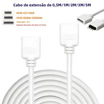 Cabo De Extensão Para Fita LED RGB RGBW RGB+CCT 0.5m 1m 2m 3m 5m Conector Fêmea 4PIN 5PIN 6PIN Com