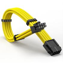 Cabo de extensão para GPU AoQhir 8 pinos 30 cm, nylon trançado amarelo Cabo de extensão para GPU AoQhir 8 pinos 30 cm, nylon trançado amarelo