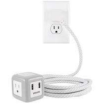 Cabo de extensão Philips Cube SPS3102WB/37 3 tomadas 2 USB 3m Cabo de extensão Philips Cube SPS3102WB/37 3 tomadas 2 USB 3m