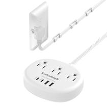 Cabo de extensão plano de até 5 pés de altura com tampa de saída e USB 24W
