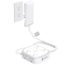 Cabo de extensão plano NUTICT de 3 pés com 8 tomadas e 3 USB-C e 1 USB-A