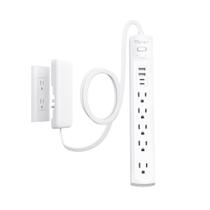 Cabo de extensão plano Power Strip NUTICT de 10 pés com 5 saídas e 4 USB