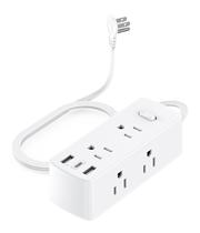 Cabo de extensão plano Power Strip, protetor contra sobretensão, 1,5 m, 6 tomadas