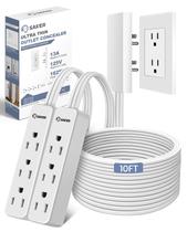 Cabo de extensão plano Saker Outlet Cover de 10 pés com 3 tomadas Cabo de extensão plano Saker Outlet Cover de 10 pés com 3 tomadas