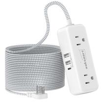 Cabo de extensão plano Waksmart 25m com 4 tomadas AC e 3 portas USB Cabo de extensão plano Waksmart 25m com 4 tomadas AC e 3 portas USB