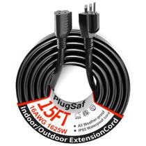 Cabo de extensão PlugsAF Black Outdoor 15 pés 16AWG 13A 1625W Cabo de extensão PlugsAF Black Outdoor 15 pés 16AWG 13A 1625W