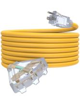 Cabo de extensão PLUGTUL 25 pés 12/3 3 saídas 15A 1875W amarelo Cabo de extensão PLUGTUL 25 pés 12/3 3 saídas 15A 1875W amarelo