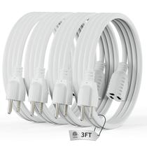 Cabo de extensão PLUGTUL 3 pés branco, calibre 16, 3 pinos, 125 V, 13 A, 16, 25 W