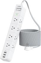 Cabo de extensão Power Strip Surge Protector de 10 pés com 8 tomadas