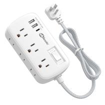 Cabo de extensão Power Strip Surge Protector de 1,5 m com 6 tomadas, 3 USB