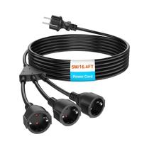 Cabo De Extensão Preto À Prova d'Água 4000W 16A 250V IP44 Com Plugue Em Anel Para Banheiro, Cozinha