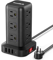 Cabo de extensão: protetor contra sobretensão Power Strip Tower 12AC 4USB