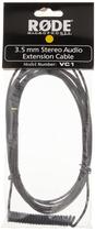 Cabo de extensão Rode VC1 Mini-Jack/3,5 mm estéreo 3 m preto Cabo de extensão Rode VC1 Mini-Jack/3,5 mm estéreo 3 m preto