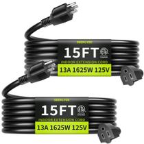 Cabo de extensão Seeklyze 15 pés 16AWG 13A 125V 1625W preto, pacote com 2