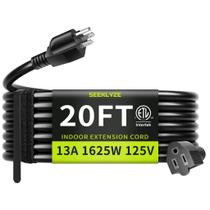 Cabo de extensão Seeklyze 20 pés 16AWG 3 pinos 13A 125V 1625W preto