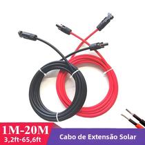 Cabo De Extensão Solar 12 10AWG 4 6mm² Vermelho E Preto Com Conectores Macho E Fêmea Para Painéis