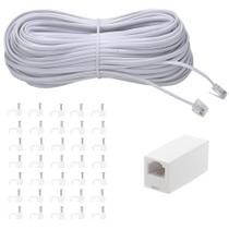Cabo de extensão telefônica Ubramac 30m com plugue RJ11 branco