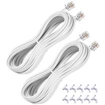 Cabo de extensão telefônica YIENFBEV 25 pés, pacote com 2, branco
