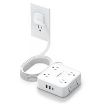 Cabo de extensão TESSAN 3m com 8 tomadas AC e 3 portas USB branco Cabo de extensão TESSAN 3m com 8 tomadas AC e 3 portas USB branco