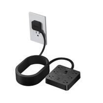 Cabo de extensão TESSAN de 15 pés com 6 saídas e 3 portas USB 1700J preto Cabo de extensão TESSAN de 15 pés com 6 saídas e 3 portas USB 1700J preto