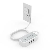 Cabo de extensão TESSAN Flat Power Strip 2 tomadas 3 portas USB Cabo de extensão TESSAN Flat Power Strip 2 tomadas 3 portas USB