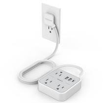 Cabo de extensão TESSAN Short Flat com 3 portas USB e proteção contra sobretensão