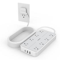 Cabo de extensão TESSAN Surge Protector de 15 pés com 8 portas AC 3 USB