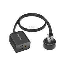 Cabo de extensão TROND 360, plugue plano giratório de 1,5 pés, preto