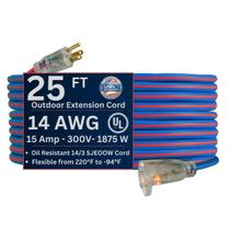 Cabo de extensão US Wire 98025 14/3 25 pés SJEOW TPE azul