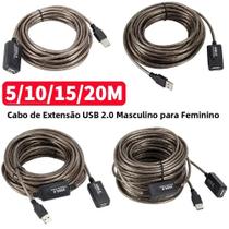 Cabo De Extensão USB 2.0 Repetidor Ativo Macho Para Fêmea 5m 10m 15m 20m Cabo De Rede Cabo De Extensão USB 2.0 Repetidor Ativo Macho Para Fêmea 5m 10m 15m 20m Cabo De Rede