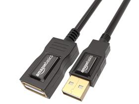 Cabo de extensão USB-A 2.0 Amazon Basics, pacote com 2 unidades de 3,3 pés, preto