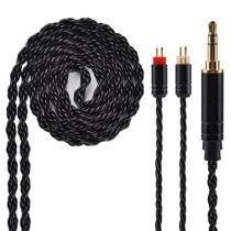 Cabo de fone de ouvido Kinboofi 6 núcleos banhado a prata 2PIN 3,5 mm preto