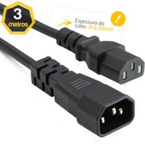 Cabo de Força C13 para C14 3x1,50mm BR 3 Metros Cabo de Força C13 para C14 3x1,50mm BR 3 Metros