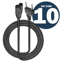 Cabo de Força C8 Tipo Oitinho 1 Metro Bivolt 10A Kit com 10 Unidades