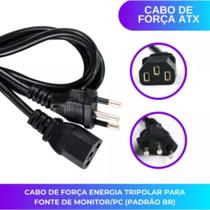 Cabo De Força Cpu Atx Computador Pc Monitor 3 Pinos novo padrão 1,50 metros Cabo De Força Cpu Atx Computador Pc Monitor 3 Pinos novo padrão 1,50 metros