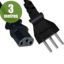 Cabo De Força Tripolar 3 Metros, Para Computador, Impressora, Monitor Cabo De Força Tripolar 3 Metros, Para Computador, Impressora, Monitor