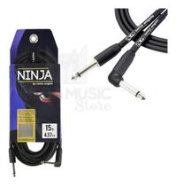 Cabo De Guitarra 0,20MM Preto e Conector P10xP10 90 Ninja Cable 15FT
