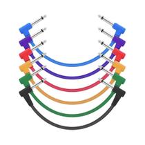 Cabo De Guitarra Colorido Preto De 7.8 Polegadas, Pacote Com 6 Cabos TS De 1/4 De Polegada Com Cabo De Guitarra Colorido Preto De 7.8 Polegadas, Pacote Com 6 Cabos TS De 1/4 De Polegada Com